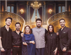 Adeel and Zara confronting Rehan during an intense scene in Ladle drama